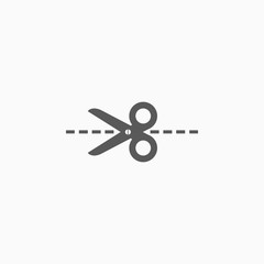 scissors and dash line icon