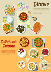 European dishes for weekend menu flat icon