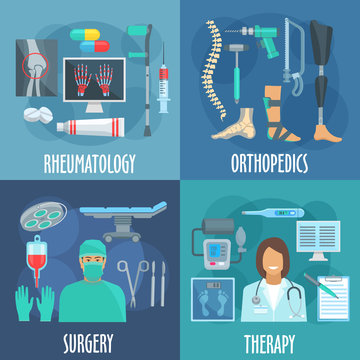 Surgery, therapy, orthopedic, rheumatology icons