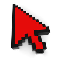 Arrow Cursor Pixelated Red Computer Pointer 3D Illustration