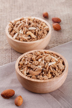 Granola In Wood Bowl