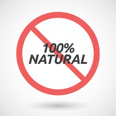 Isolated forbidden signal with    the text 100% NATURAL