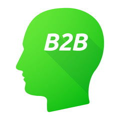 Isolated long shadow male head with    the text B2B