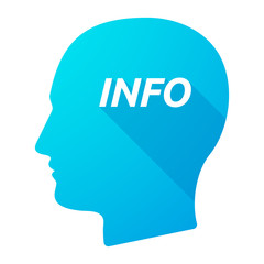 Isolated long shadow male head with    the text INFO