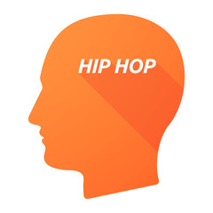 Isolated long shadow male head with    the text HIP HOP