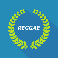 Long shadow laurel wreath with    the text REGGAE