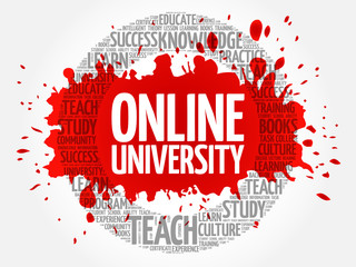 Online University word cloud collage, education concept background