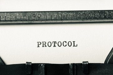 word protocol typed on typewriter