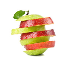 sliced red and green apple