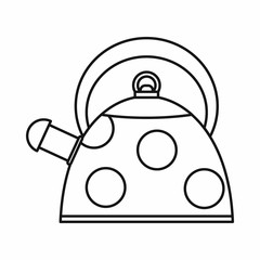 Kettle icon in outline style isolated vector illustration