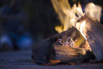Close-up of campfire at night