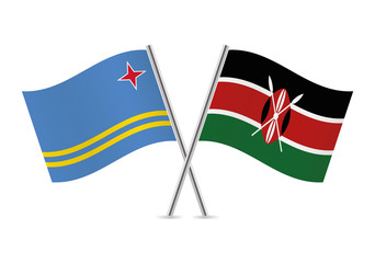 Aruba and Kenyan flags. Vector illustration.