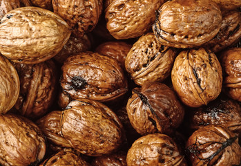 background of wet walnuts