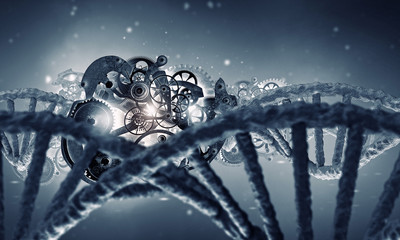 DNA molecule research . Mixed media