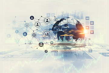 Network community concept . Mixed media