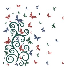 Flower pattern with butterflies.