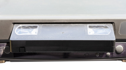 videocassette in video recorder isolated