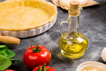 Vegetables over grey wooden background