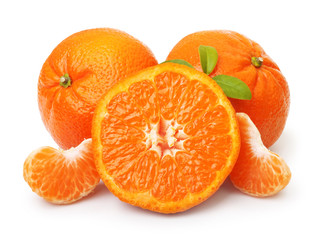 Mandarin, tangerine citrus fruit isolated 