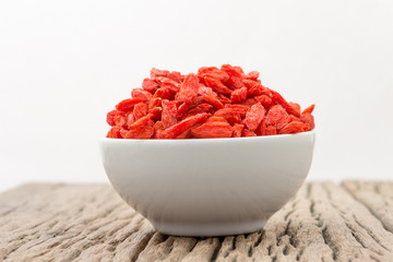 White Bowl with dried goji berries prepare forWomen who want to