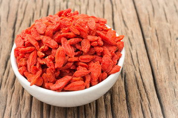 White Bowl with dried goji berries prepare forWomen who want to
