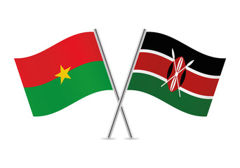 Burkina Faso and Kenyan flags. Vector illustration.