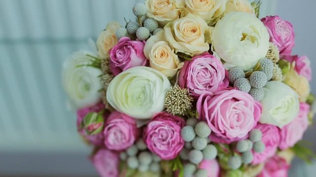 Wedding bouquet of fresh flowers.Festive bouquet of fresh flowers.Wedding bridal bouquet.Wedding floristry