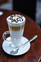 Cup of latte in coffee shop