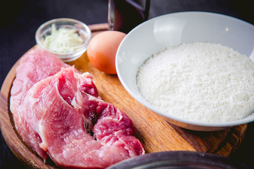 fresh delicious pork steak, raw food dish