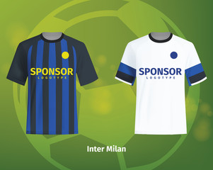 Color soccer T-shirts of Inter Milan. Football team equipment

