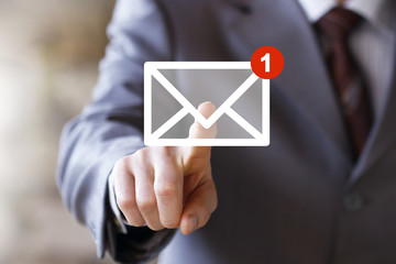 Business button messaging mail sending email network