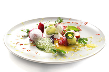Molecular cuisine vegetable salad