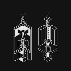 Isometric abstract geometry design elements