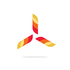 Abstract propeller vector logo sign, concept of wind turbine power energy emblem, heating and conditioning system symbol, aircraft engine icon label modern design isolated on white background © vladwel