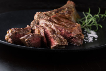 Grilled Beef Steak with salt and rosemary