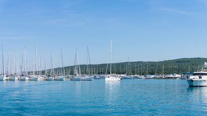 Fototapeta na wymiar numerous yachts in the Port of Zadar. Croatia