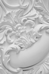 Luxury white wall design bas-relief with stucco mouldings roccoco element