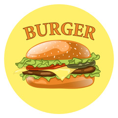 Burger. Cheeseburger vector illustration. Hamburger icon. Fast food concept. 