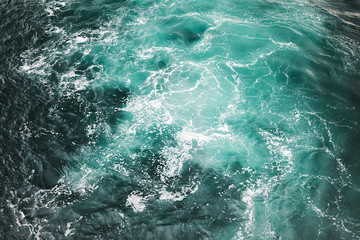 Blue stormy sea water surface background