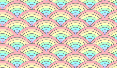 Half Circle Bold Rainbow pastel Seamless Pattern