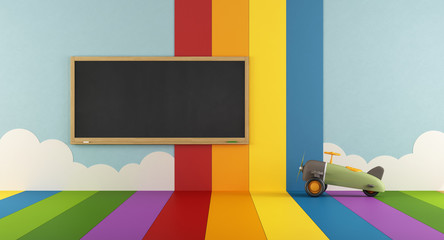 Colorful playroom with blackboard © archideaphoto