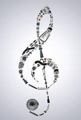 Treble clef assembled from new auto, spare parts. Spare parts for shop, aftermarket, OEM. Treble...