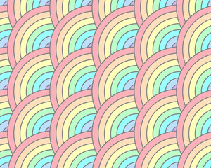 Half Circle Rotate Bold Rainbow pastel Seamless Pattern