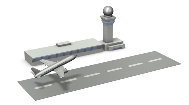 空港のミニチュア模型（着陸態勢）