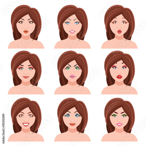 "Woman Faces Vector Set" Stock image and royalty-free vector files on