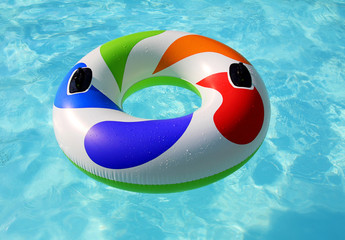 inflatable wheel in pool