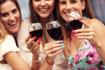 Group of friends with wine