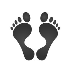 Footprint icon. Simple flat logo of footprint on white background. Vector illustration.