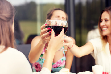 Group of friends with wine