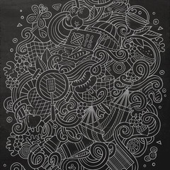 Cartoon doodles hand drawn Picnic illustration